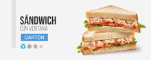 Cargar imagen en el visor de la galería, Caja Sándwich Simple con Ventana 123 x 123 x 52 mm (400 unid/caja)-(exclusivo online)
