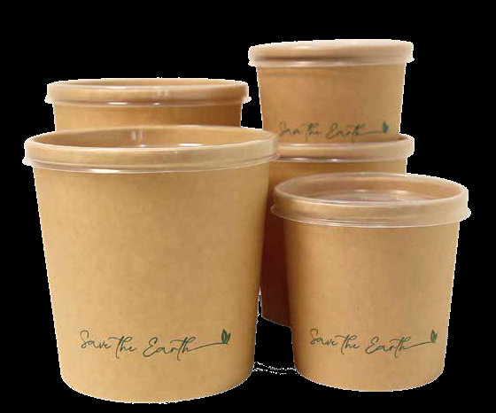 Envase redondo 8 oz Kraft 250 ml con tapa PP (Combo)