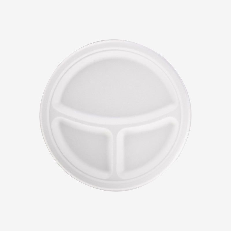 Plato Caña de Azúcar 26cm- 3 compartimentos (500 unid/caja)- (exclusivo online)