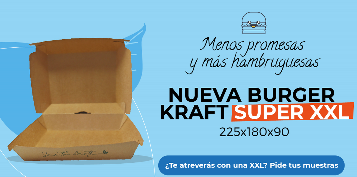 Caja Kraft Hamburguesa + Patatas 22,5x18x9cm (200 unid/caja) (exclusivo online)