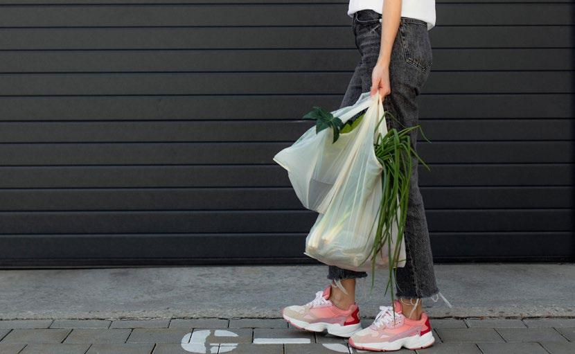 Bolsa Camiseta Compostable 55x28x20cm (alto x ancho x fuelle), 100 unid/rollo