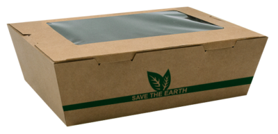 Caja Kraft con Ventana 1600ml (18x12x5cm)