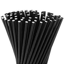 Pajitas Cartón Negras 6mm x 20cm (Delgadas) (pack con 100 unid/ caja con 10000 unid)