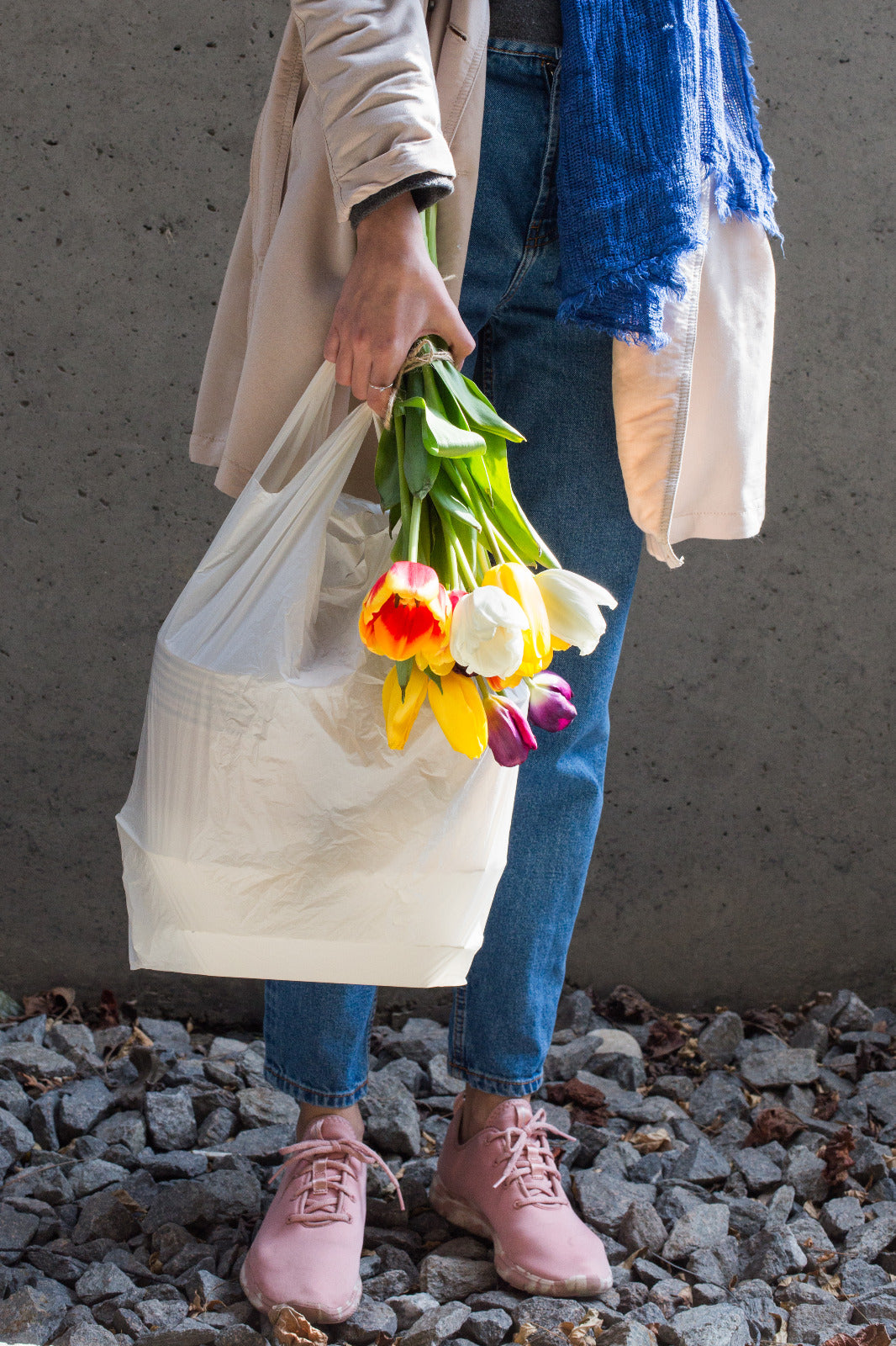 Bolsa Camiseta Compostable 55x28x20cm (alto x ancho x fuelle), 100 unid/rollo