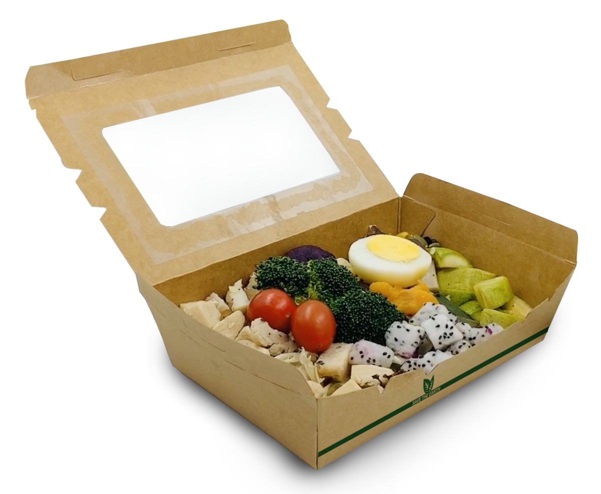 Caja Kraft con Ventana 1600ml (18x12x5cm)