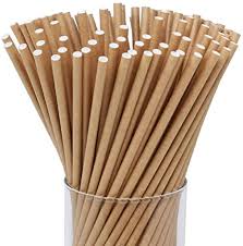 Pajitas Papel Kraft 6mm x 20cm (Delgadas) (pack con 100 unid/ caja con 6000 unid)