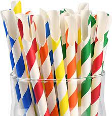 Pajitas Cartón Colores con Cuchara 8mm x 20cm (Gruesas) (5000 unid/caja) (exclusivo online)
