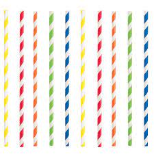 Pajitas Cartón Rayas  Colores 6mm x 20cm (Delgadas) (pack con 100 unid/ caja con 6000 unid)