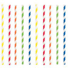 Load image into Gallery viewer, Colored Striped Cardboard Straws 6mm x 20cm (Thin)
